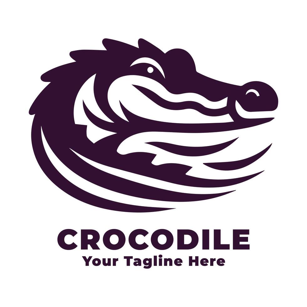 Logo Simple Crocodile Design Silhouette vector