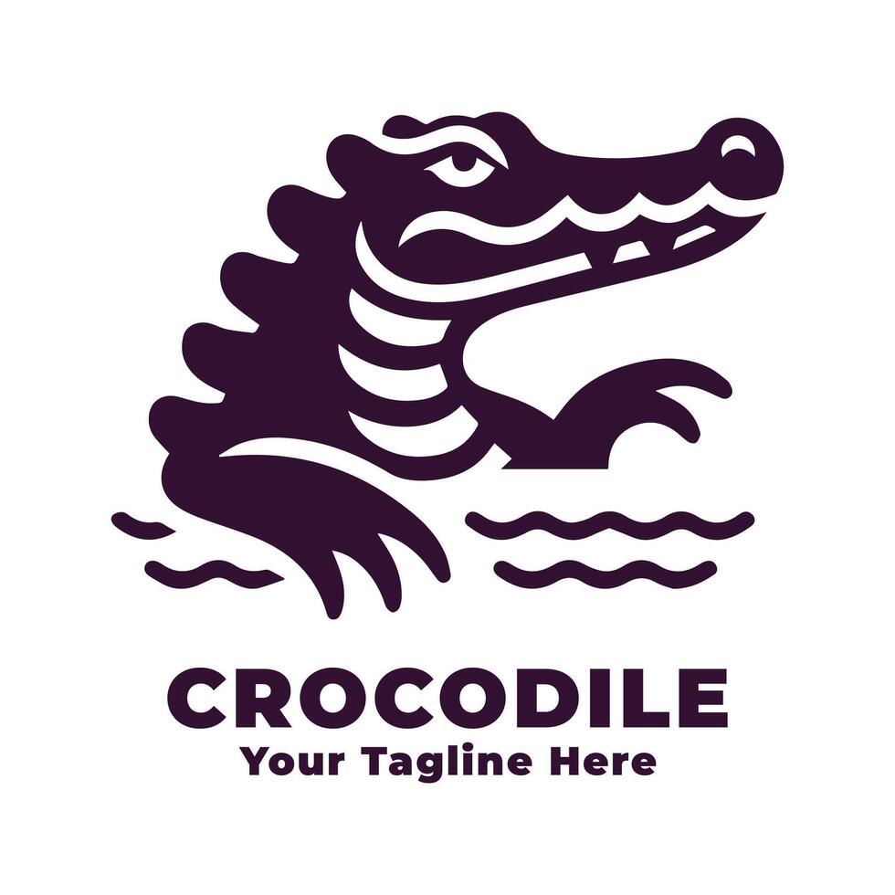 Simple Crocodile Logo Illustration Silhouette vector