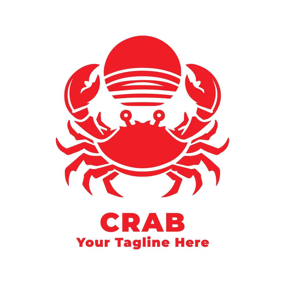 Simple Crab Logo Illustration With Flat Background vector