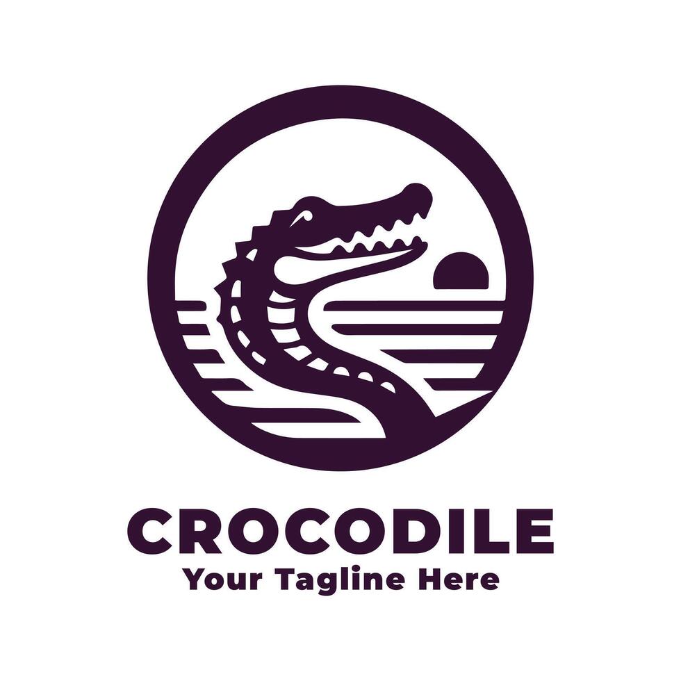 Crocodile Logo Simple Design With Purple Concept vector