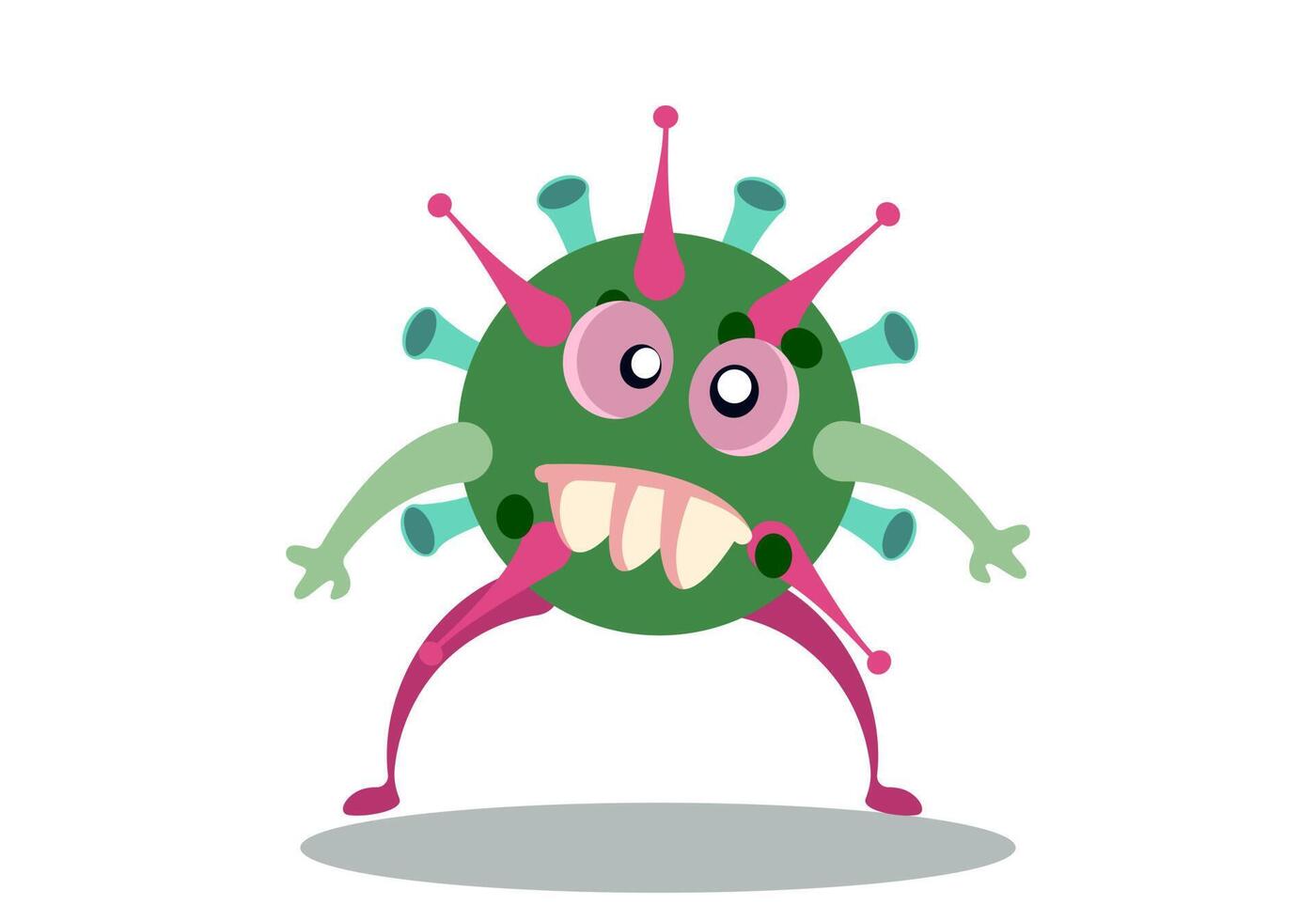 Illustration graphic of cute bacteria character running. cartoon illustration of a virus, bacteria. Cartoon microbes. Simple illustration EPS10 isolated on white background. vector