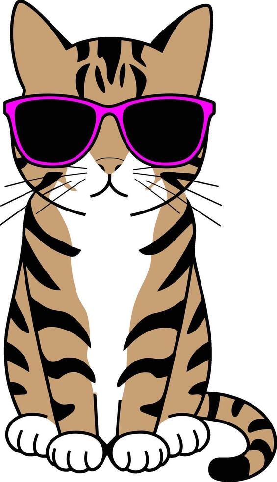 Tabby Cat with Sunglasses vector