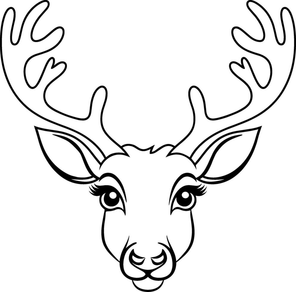 Reindeer Face Outline vector