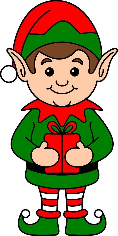 Elf with Present vector
