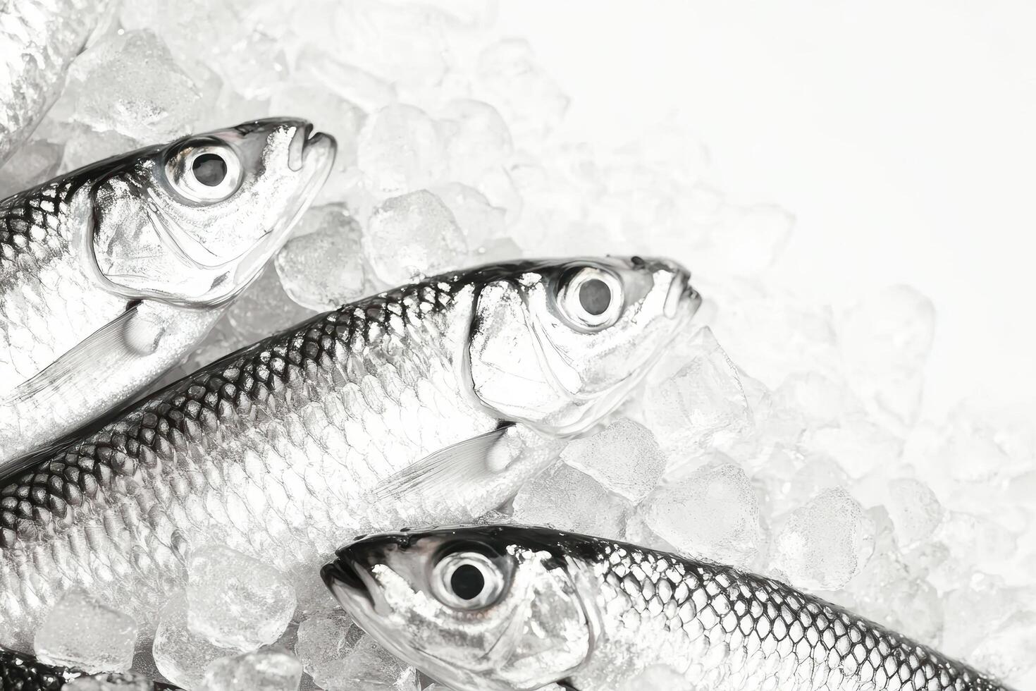Fresh fish on ice showcasing a natural texture for culinary and seafood market concepts photo