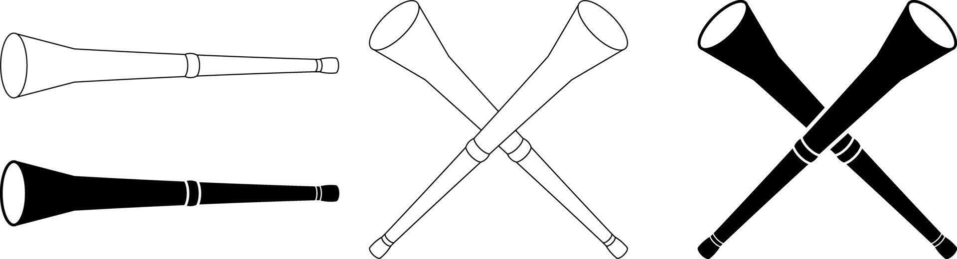 Two crossed vuvuzela icon set vector