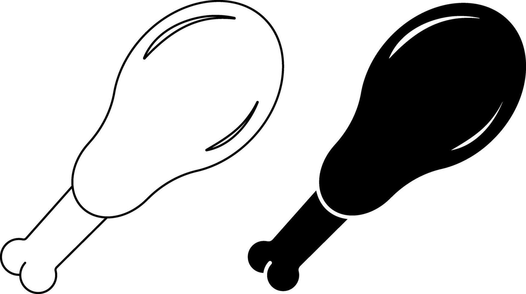 outline silhouette chicken leg icon set vector