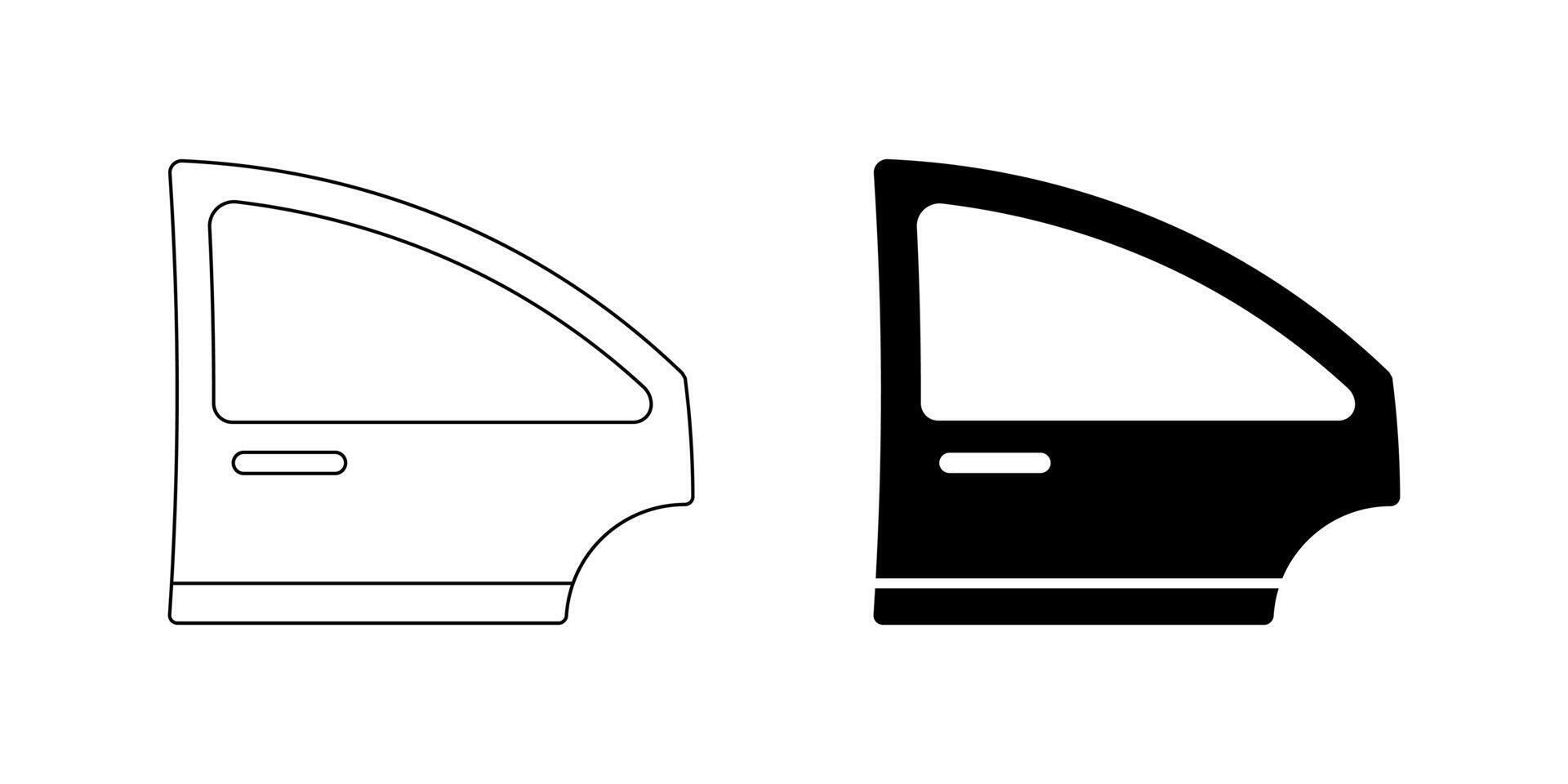 side view car door icon set isolated on white background vector