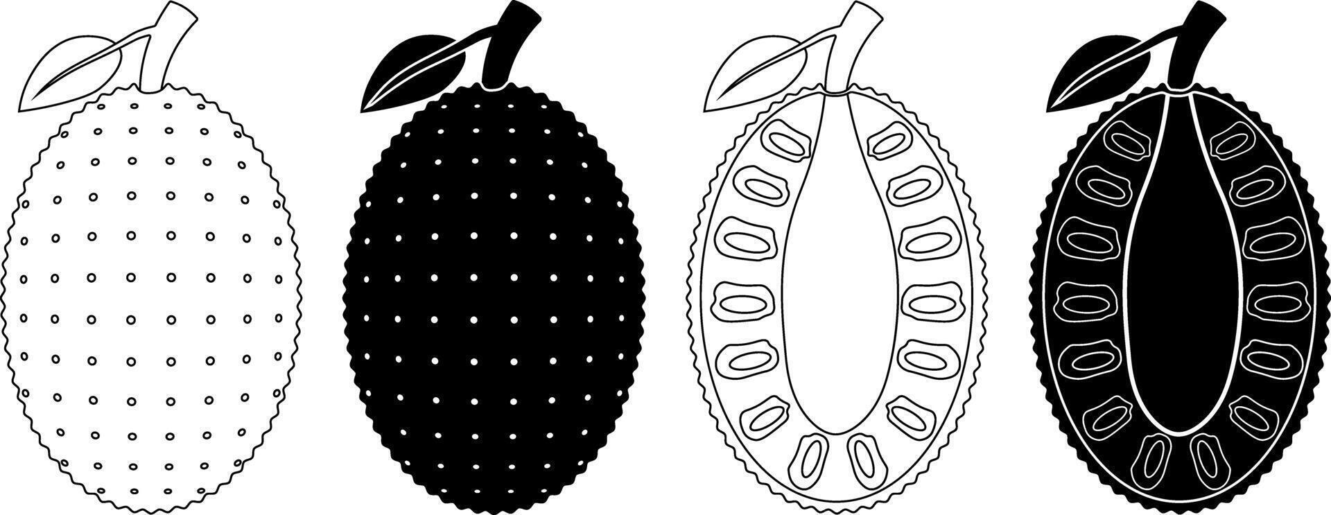 outline silhouette jackfruit icon set vector