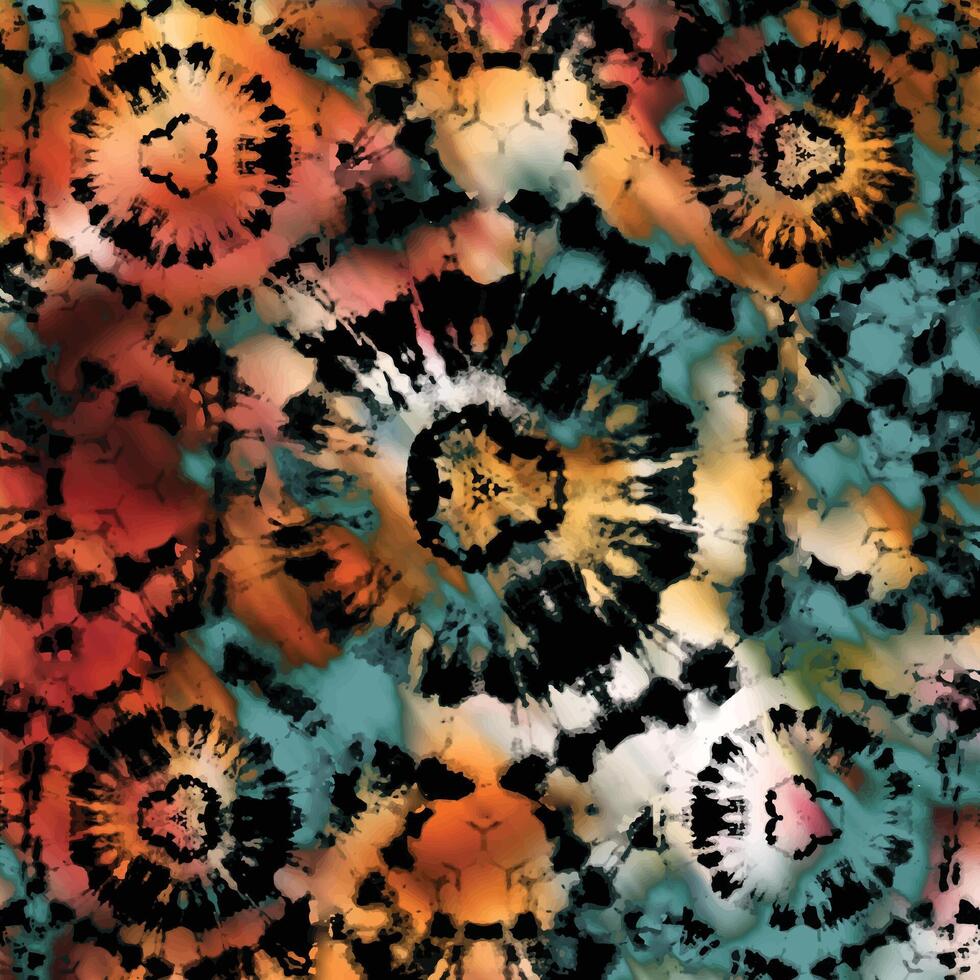 Vintage Tie Dye Pattern Ink Textile Design Abstract Background vector