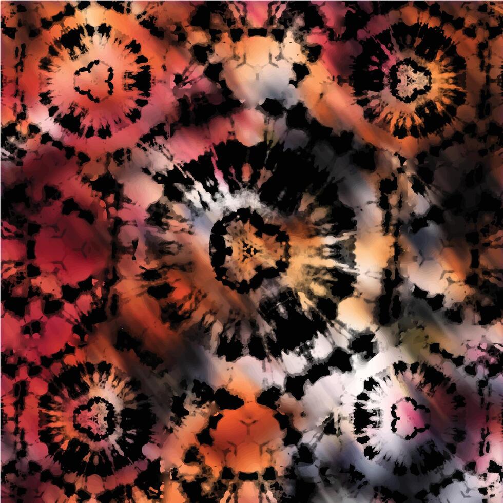 Red Black Tie Dye Pattern Ink Textile Design Abstract Background vector