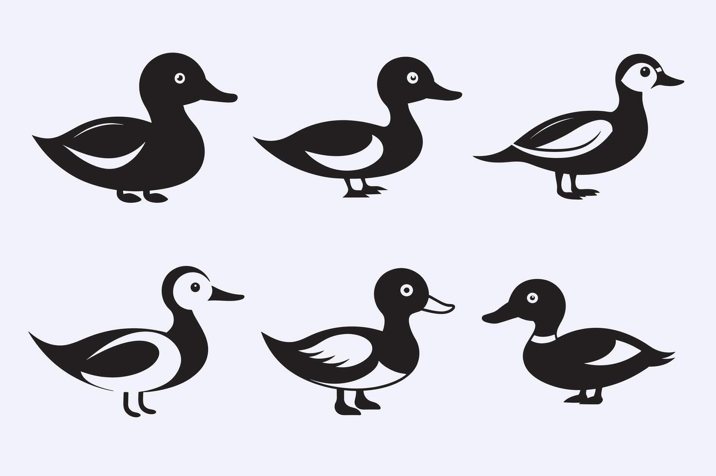 creative a cute 6 duck line art design silhouette with a white background vector