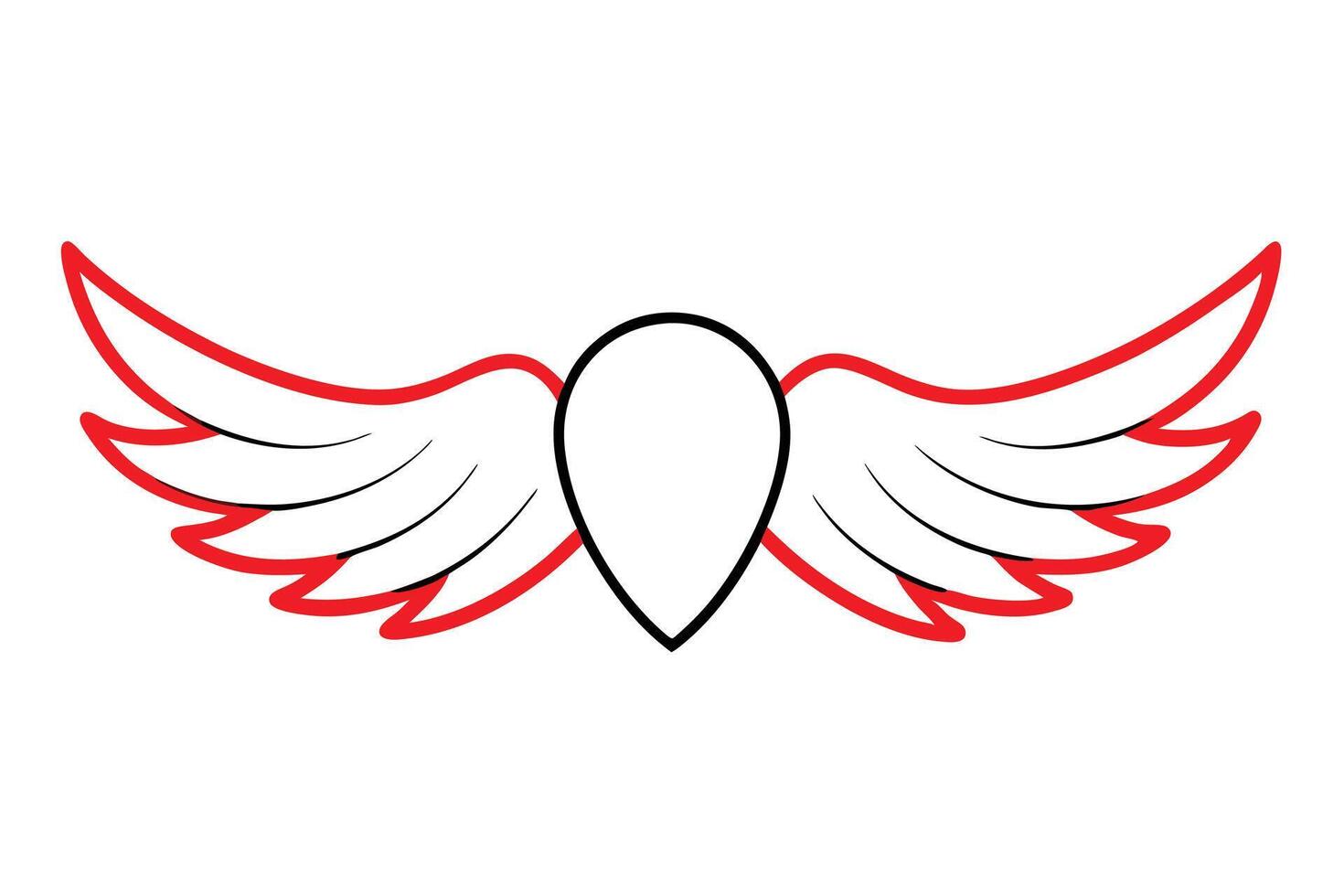 Christmas Angel Wings Line Art Clipart - Graceful Holiday Illustration Isolated on White Background vector