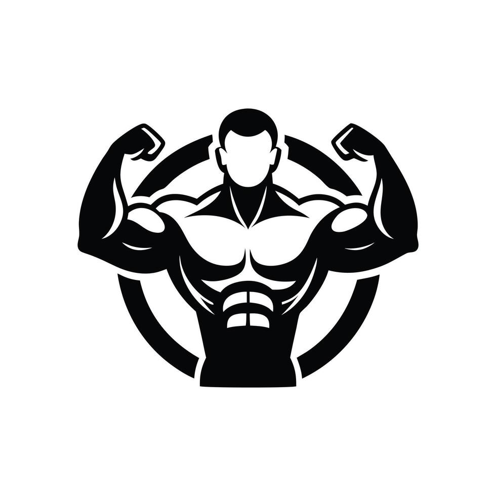 Bodybuilder Silhouette Illustration - Muscular Man with Strong Arms in Various Poses, Isolated on White Background vector