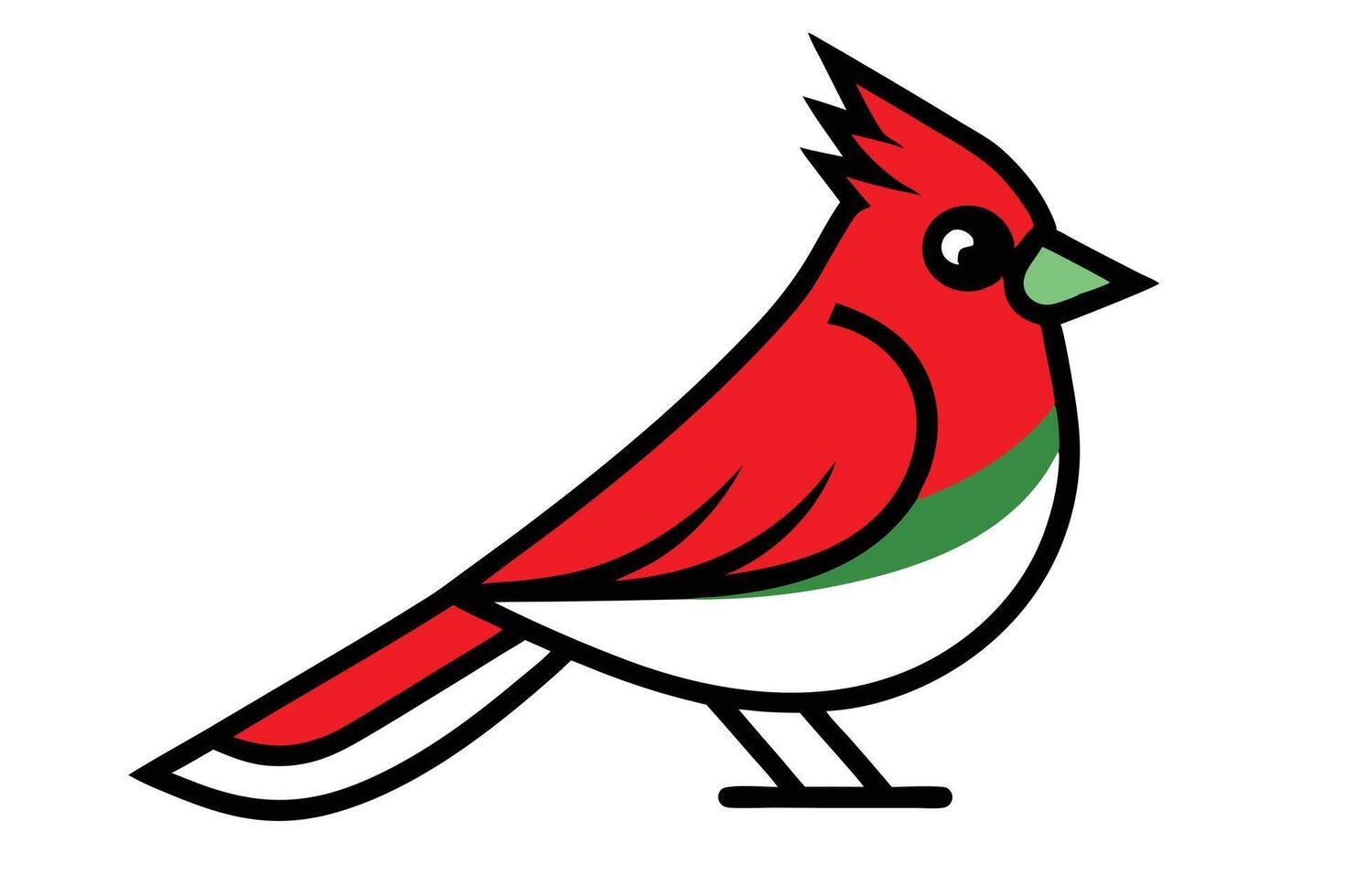 Christmas Cardinal Bird Line Art Clipart - Festive Illustration Isolated on White Background vector