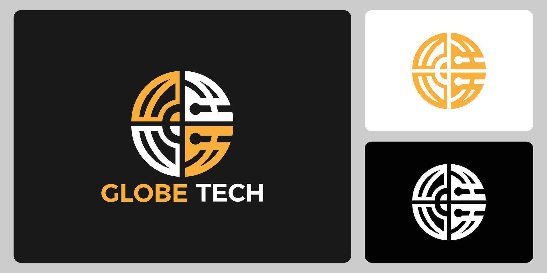 Modern Globe Tech Logo - Digital Connectivity Emblem vector