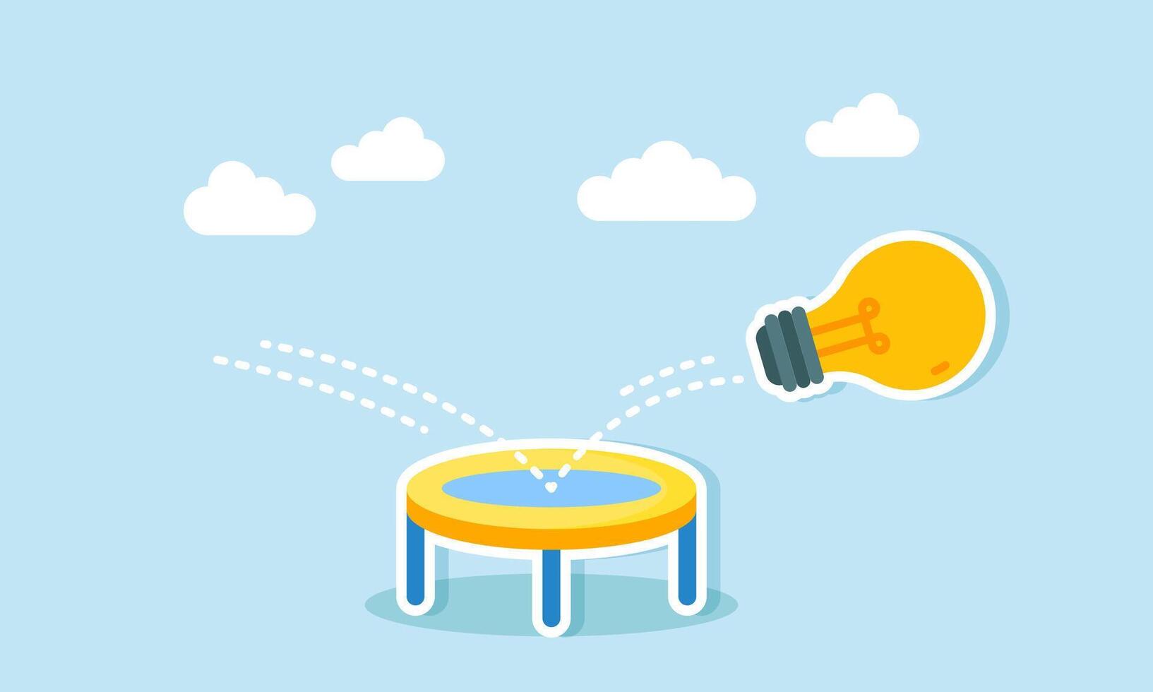 A light bounces and rebounds off a trampoline, illustration of the increasing need for business ideas and innovation vector