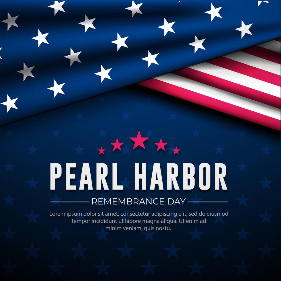 illustration of pearl harbor remembrance day background with american flag and stars vector