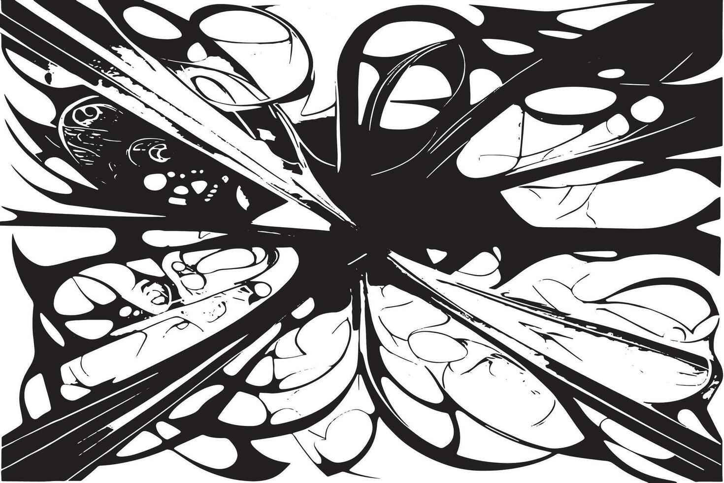 Elegant Black Abstract Art on Crisp White Background vector