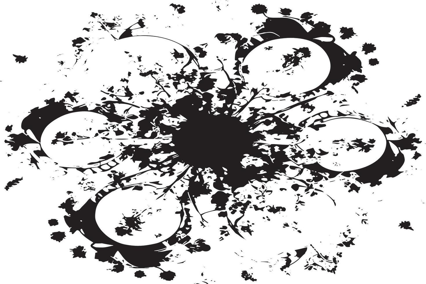 Bold Black Abstract Texture for Overlay on Pure White vector