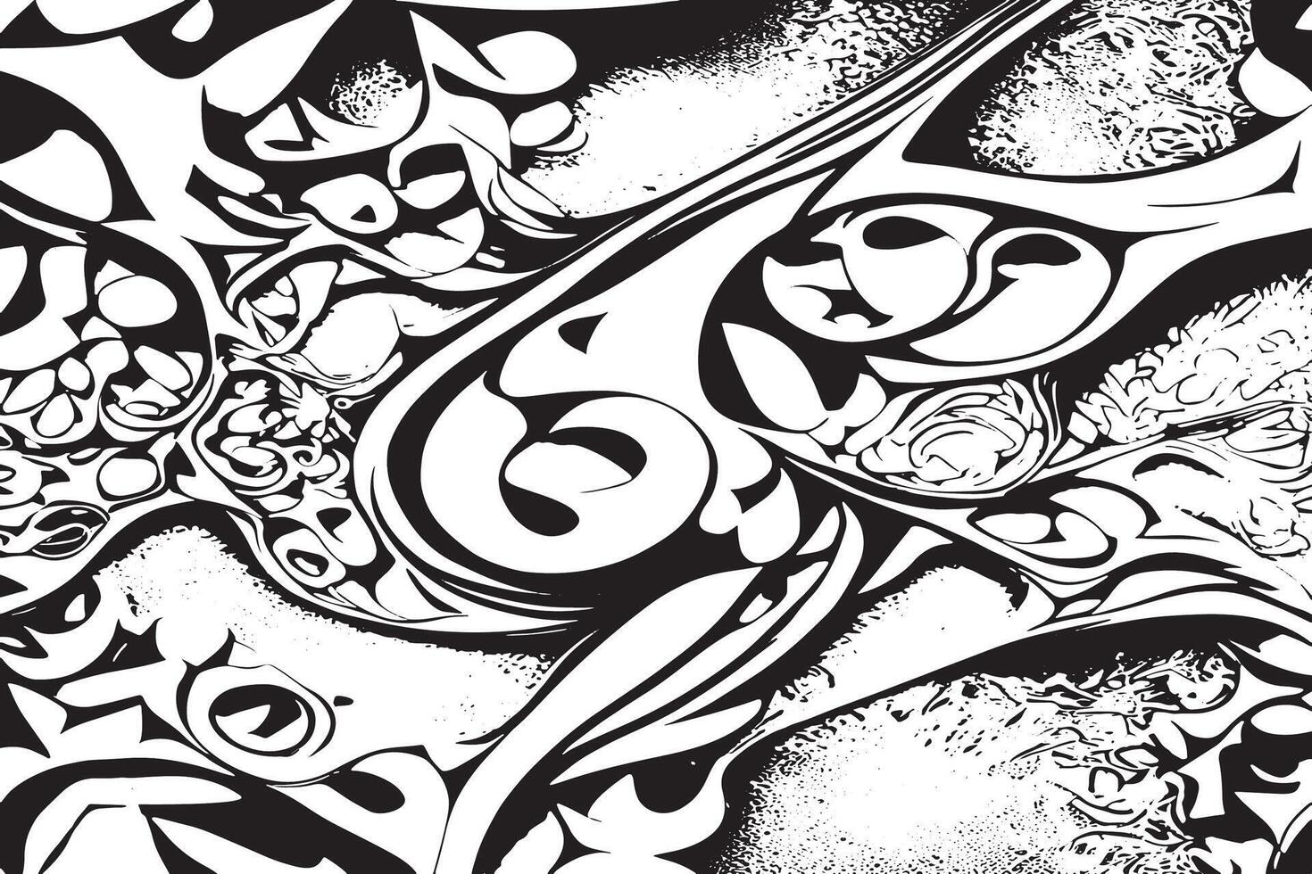 Dynamic Black Abstract Forms for Overlay on White vector