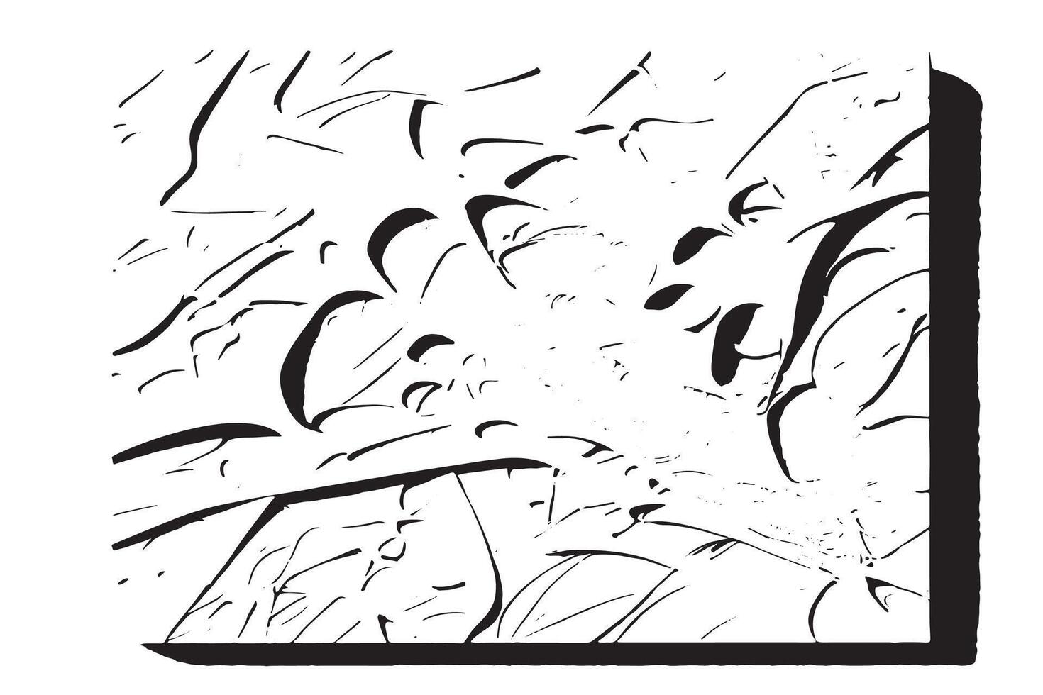 Artistic Black Brush Texture on White Canvas for Graphic Overlays vector