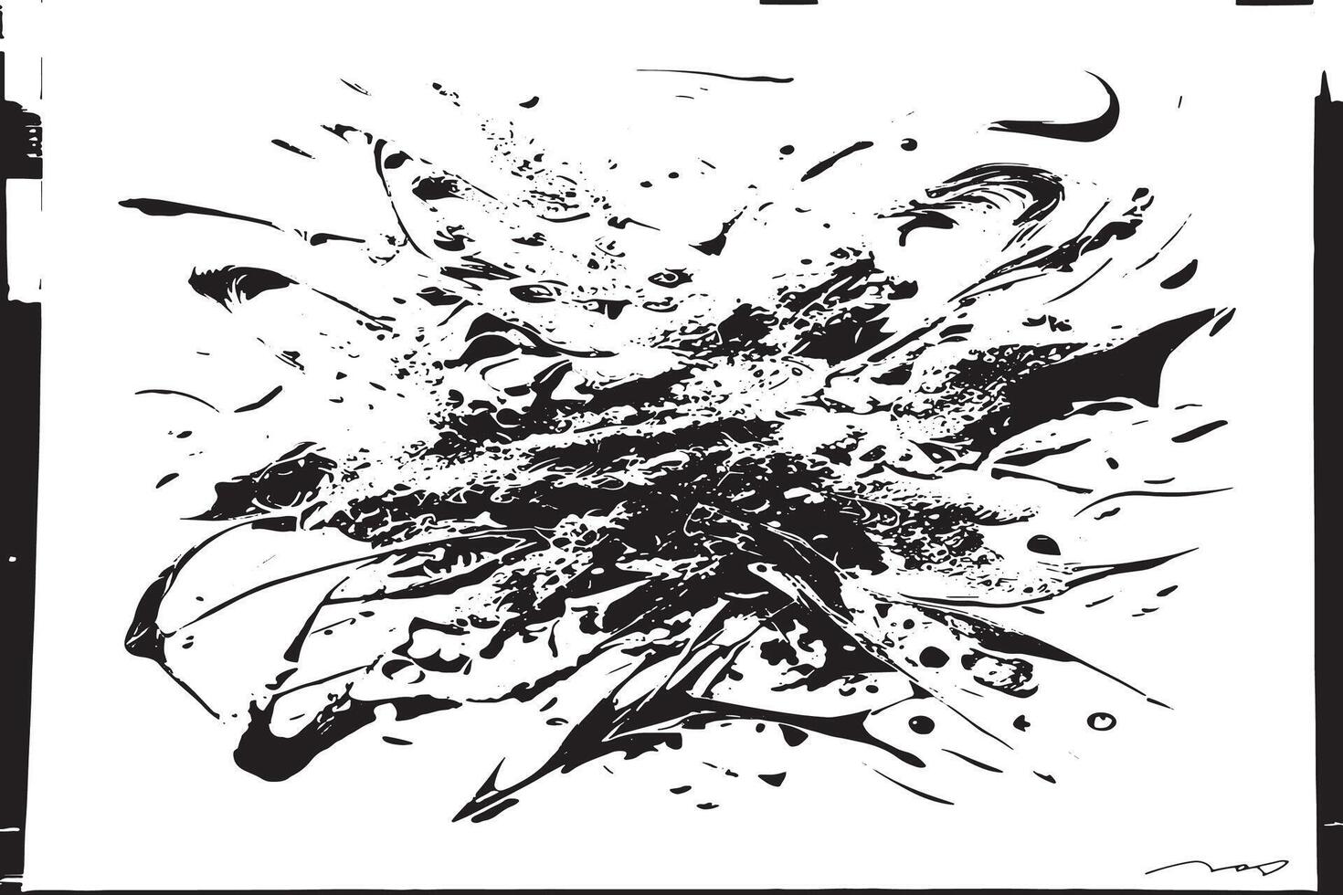 Abstract Black Scribble Texture on White for Artistic Overlays vector
