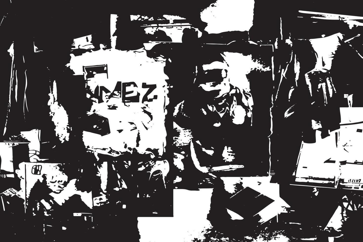High-Resolution Distressed Grunge Texture in Black and White for Design Overlays vector