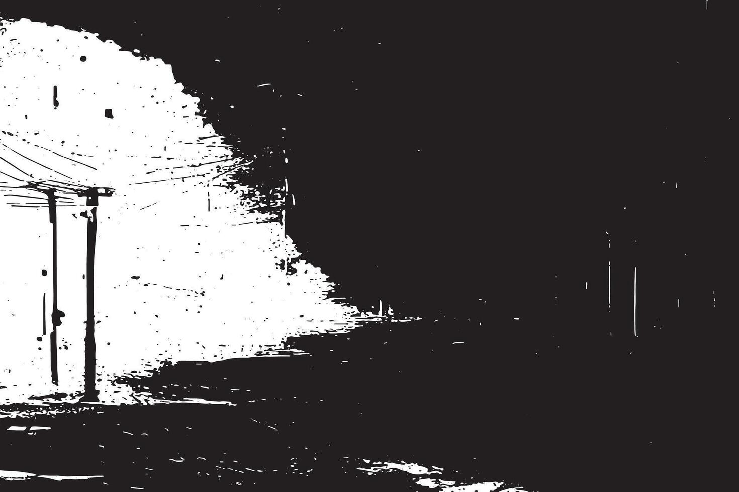 High-Contrast Monochrome Grunge Texture with Distressed Details for Overlays vector