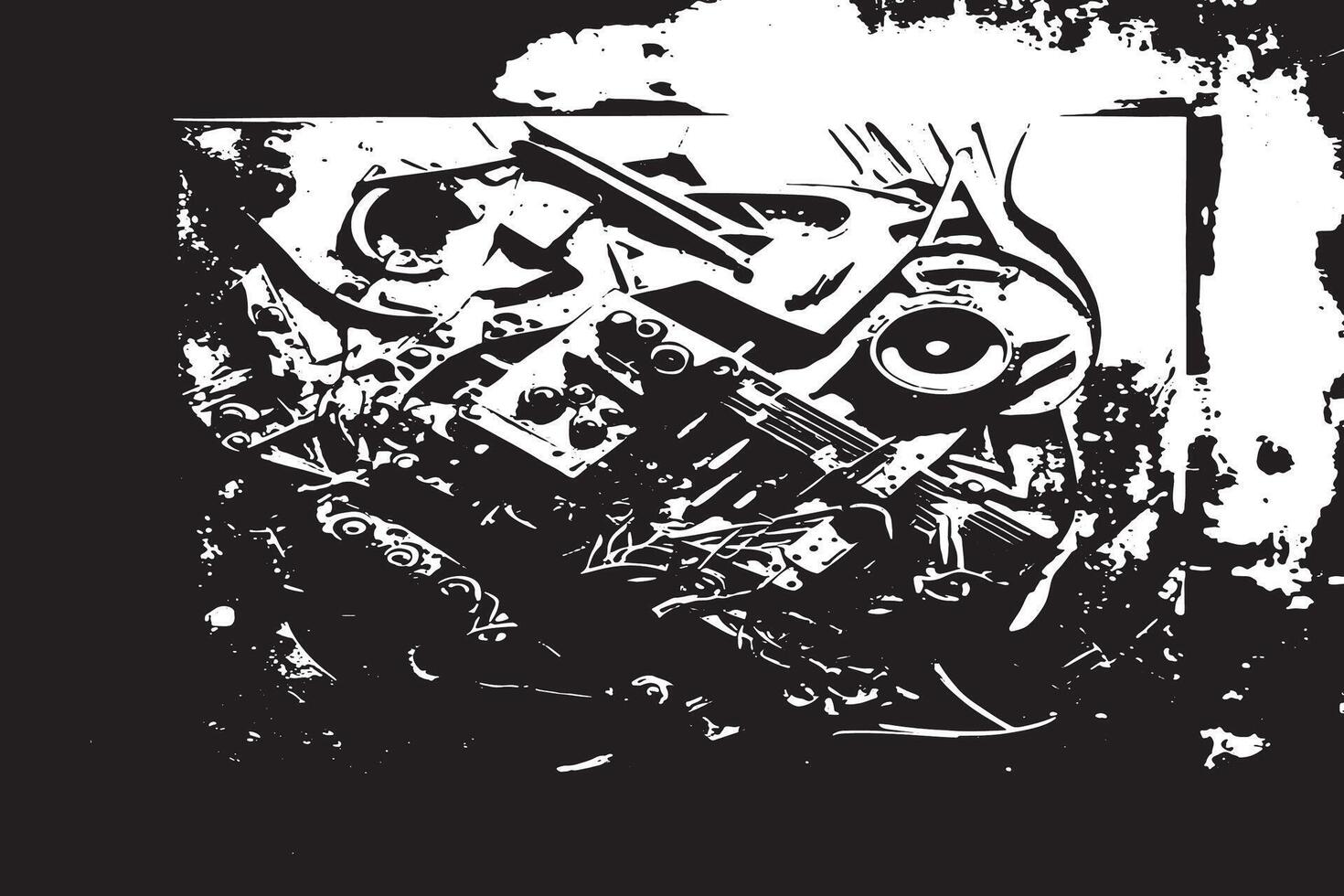 Grungy Black Texture with Monochrome Distress for Artistic Backgrounds vector