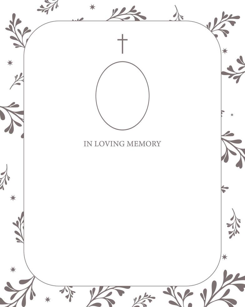 Empty card. Digital Funeral. Illustrator with leaves vector