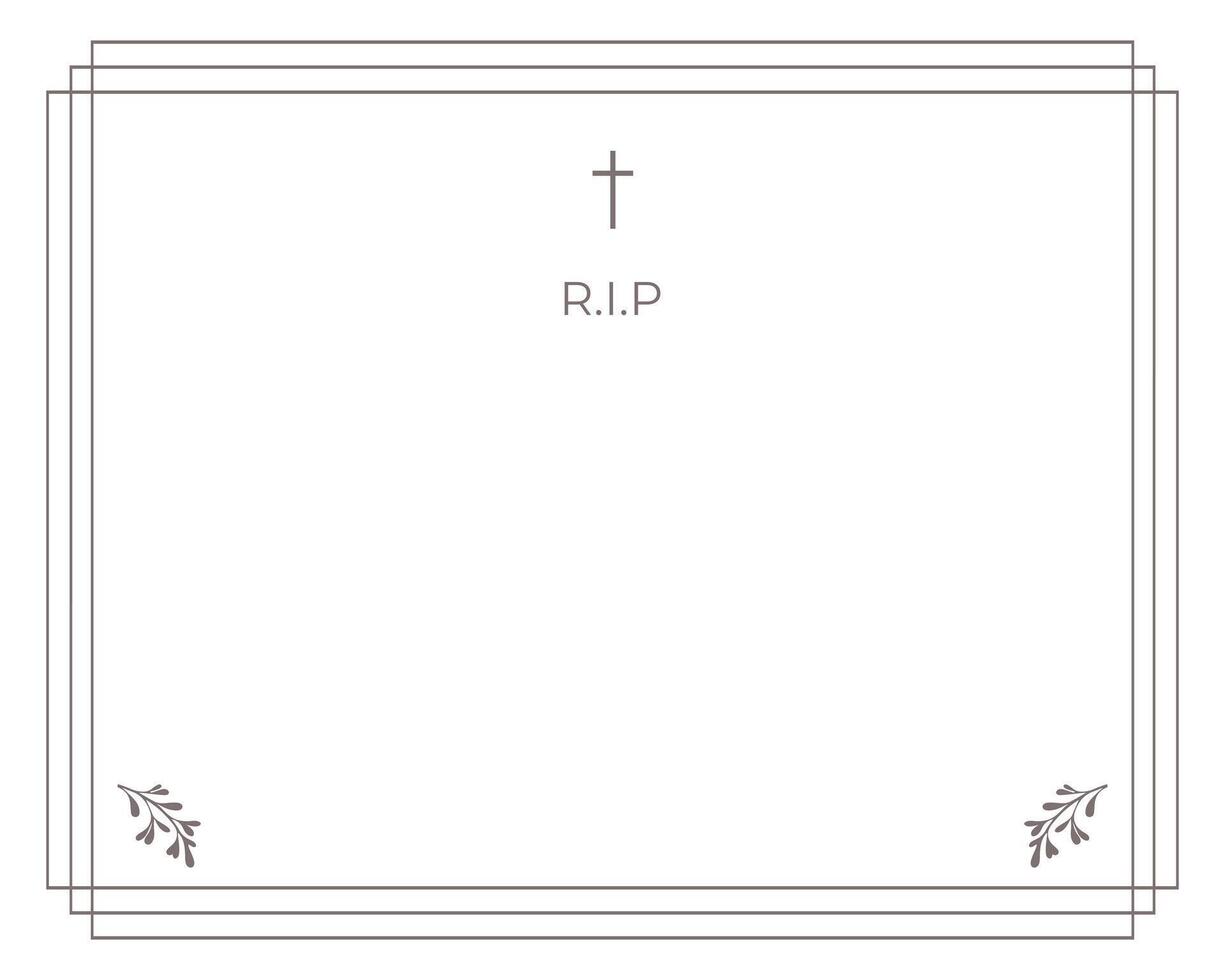 frame for text with flowers. Funeral card. Empty card. Digital Funeral Announcement Invitation vector