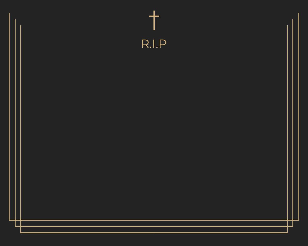 Funeral card. Empty card. Black card with golden frame vector