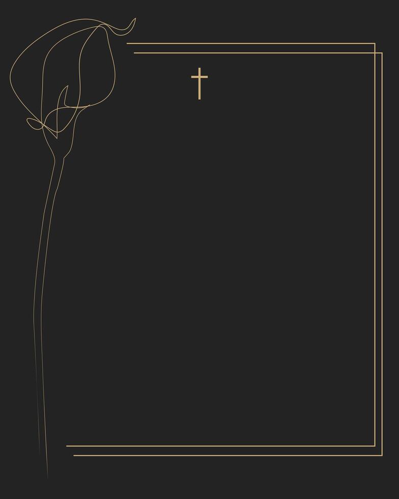 frame with flowers. Funeral card. Empty card. Digital Funeral Invitation. vector