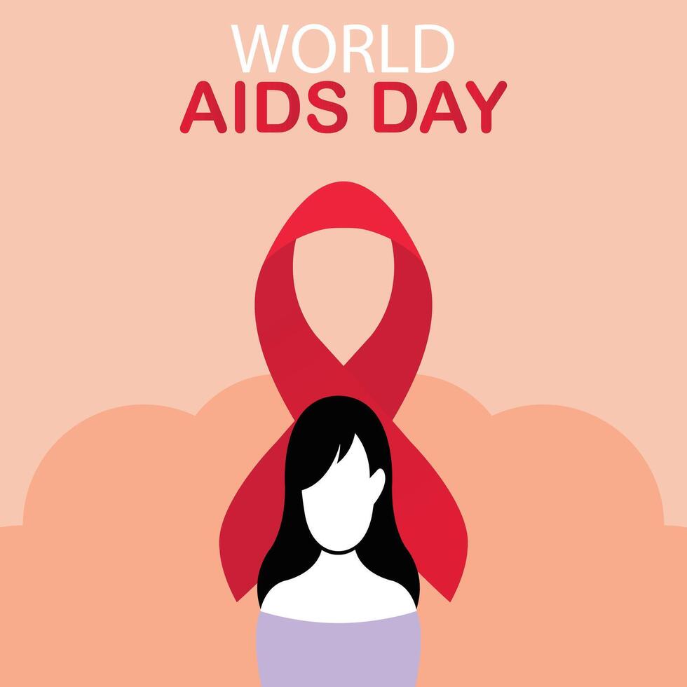 illustration graphic of an aids sufferer and a red ribbon symbol, perfect for international day, world aids day, celebrate, greeting card, etc. vector