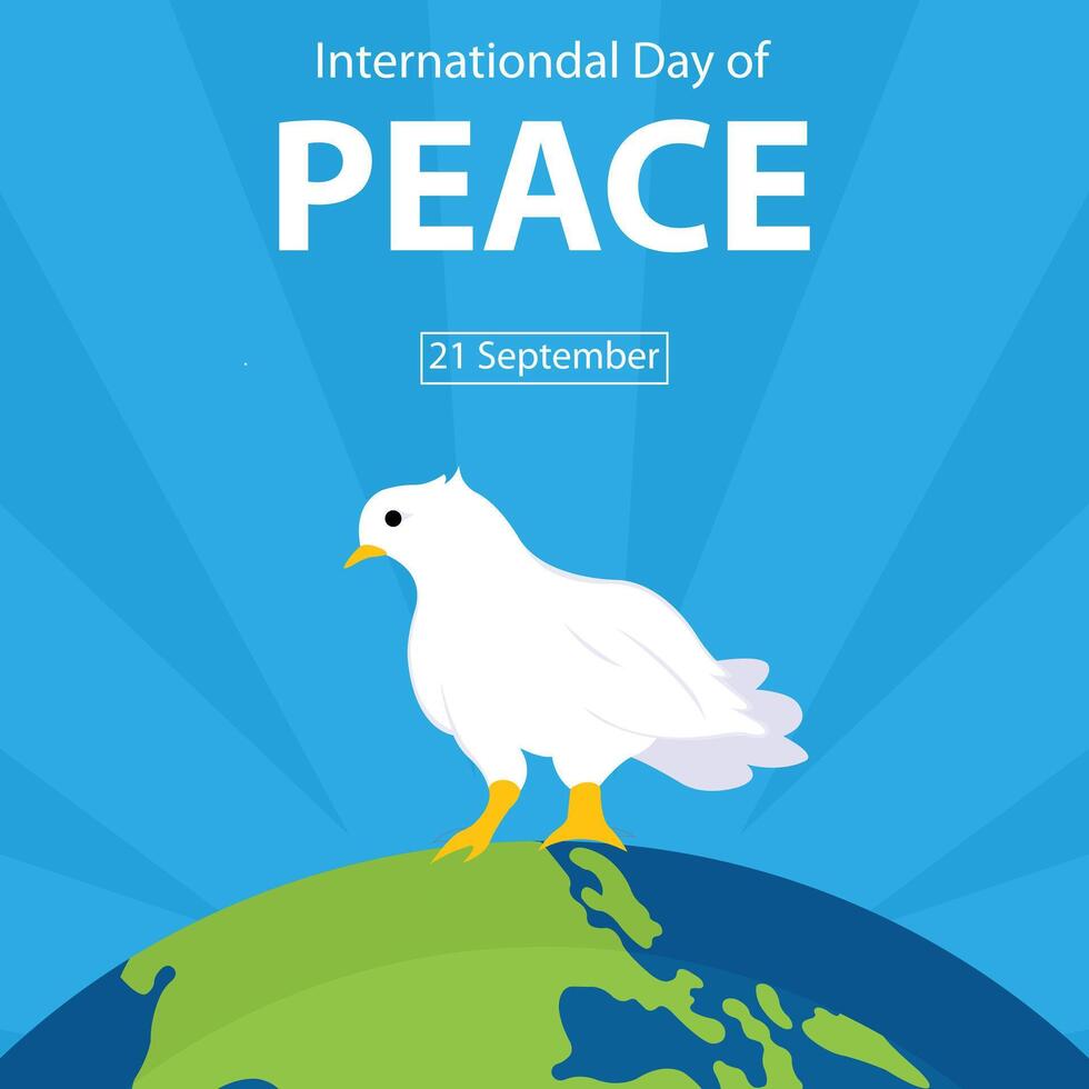 illustration graphic of a dove rests on a globe, perfect for international day, international day of peace, celebrate, greeting card, etc. vector