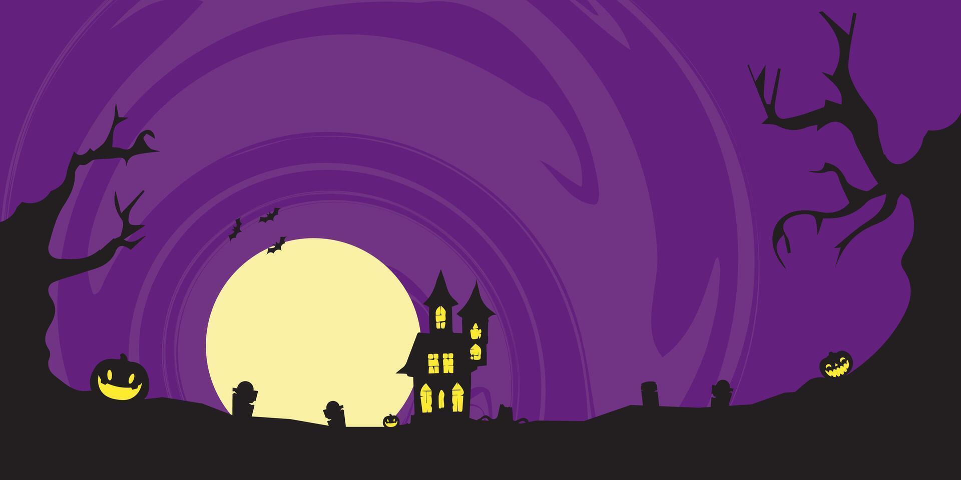 Halloween background design, Halloween night,spooky atmosphere, pumpkin, halloween night . vector