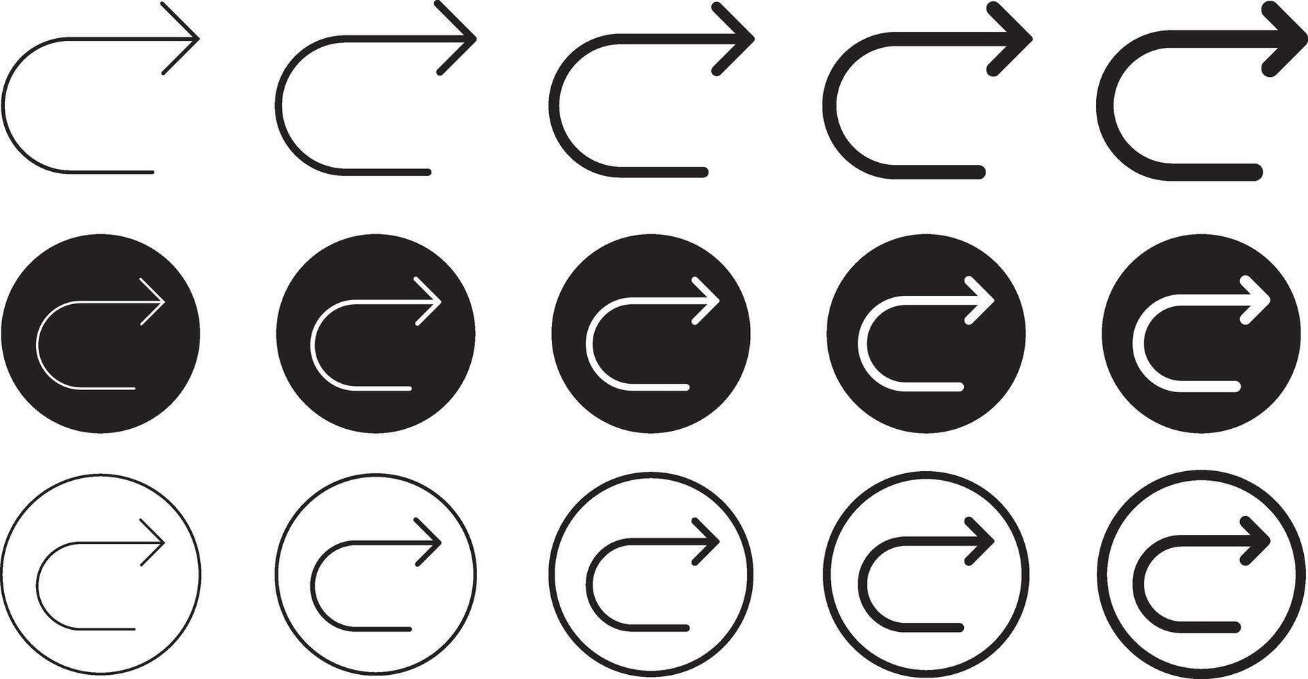Back icon set. Left arrow symbol. Return or previous sign vector