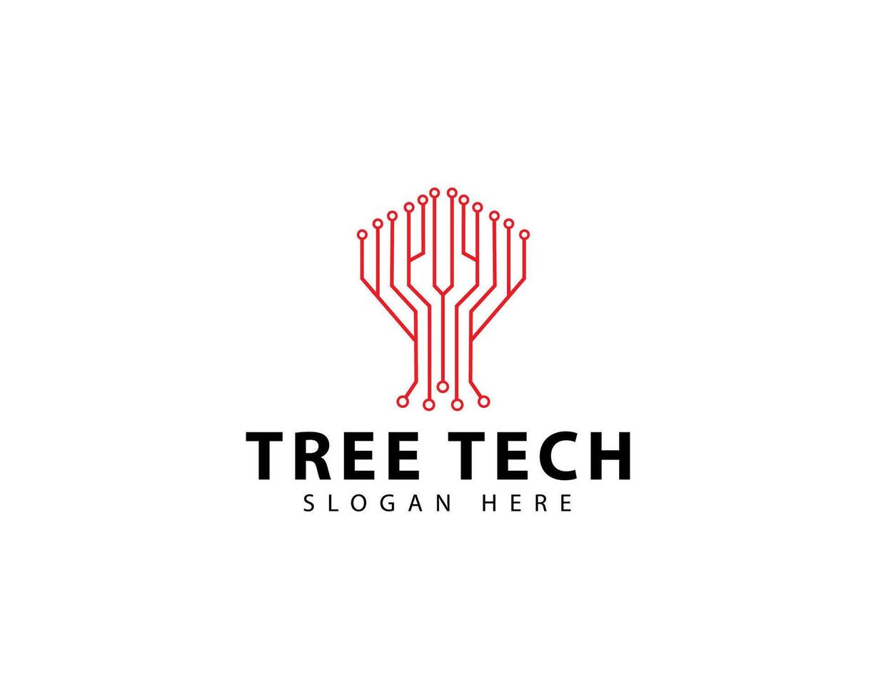 Tree Tech Logo Conceptual Network Technology With Electrical Circuit And Digital Icon for Science, Education, Technology Business Company, medicine vector