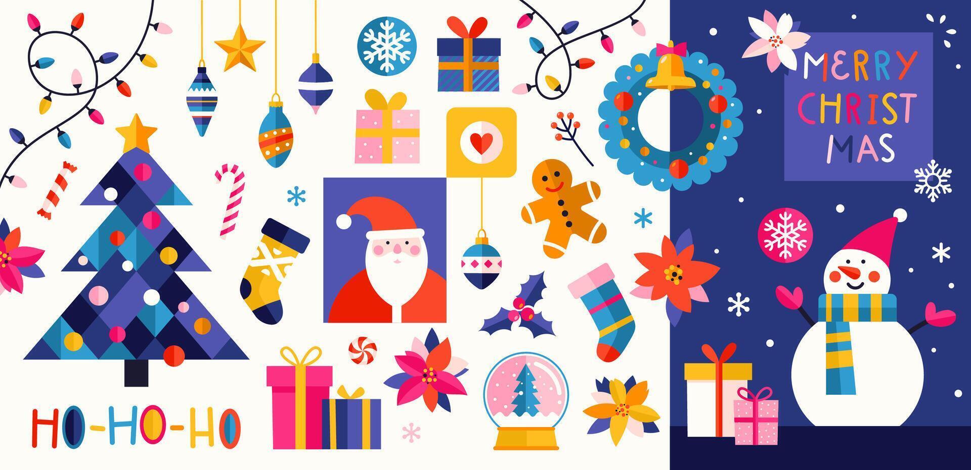 Vibrant Christmas design elements set. Holiday collection. vector