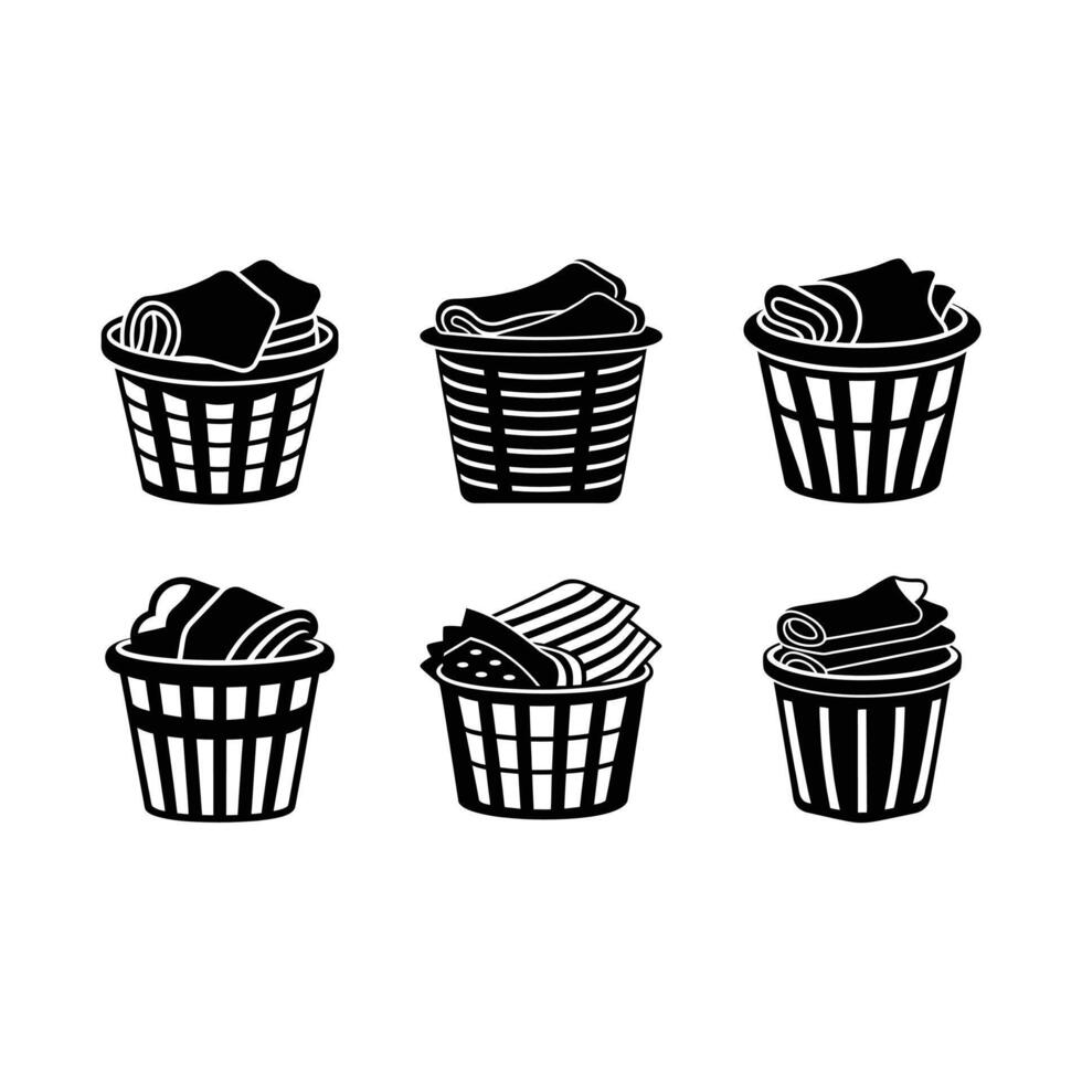 Stylish laundry basket with towels , ideal for cleaning, home, and organization designs. vector