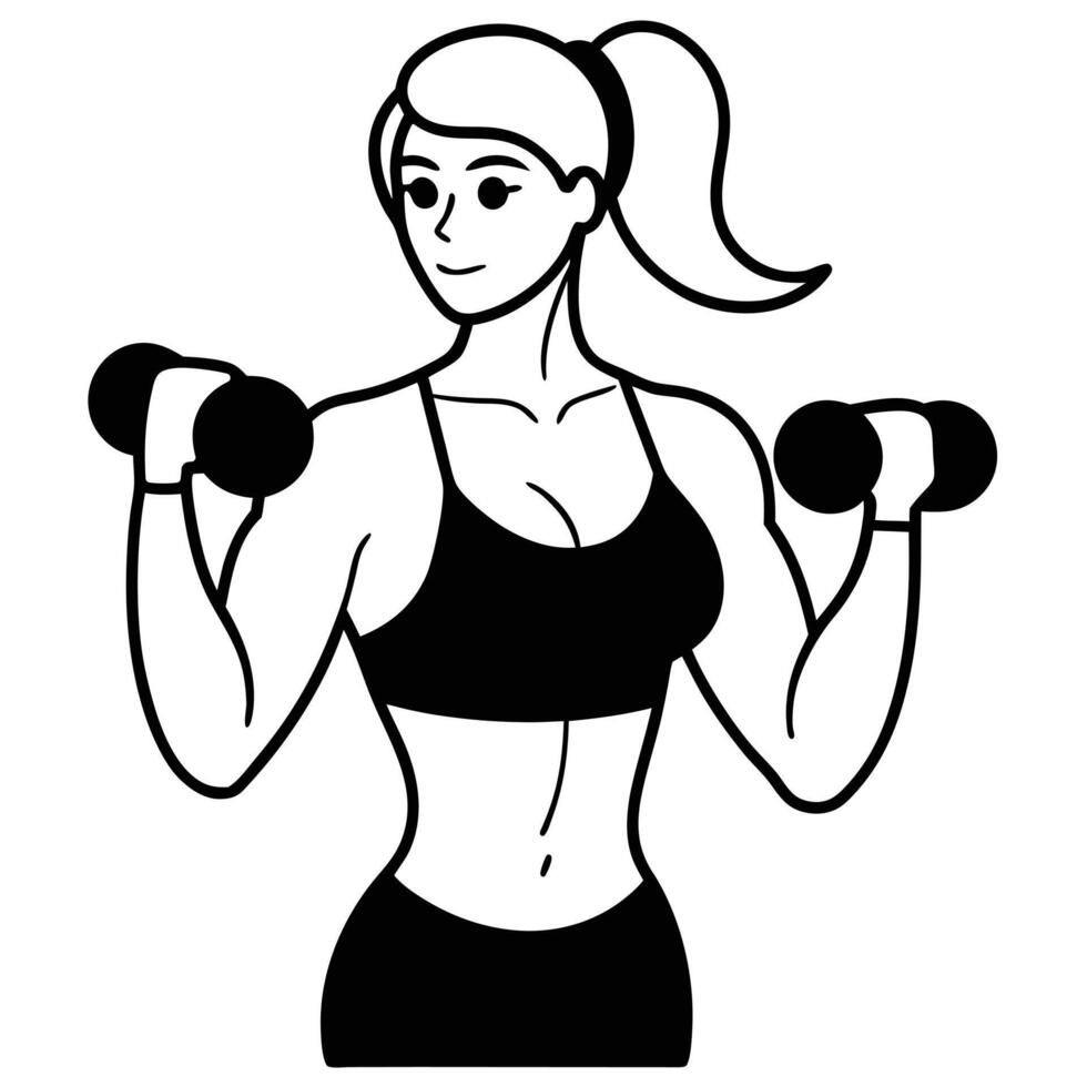 Fitness Logo in Black and White Silhouette for Gym Branding. vector