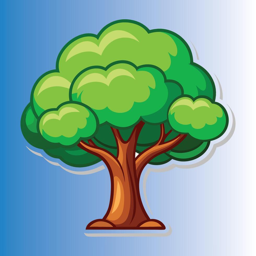Vibrant Green Tree Cartoon Icon Playful Nature Illustration for Creative Projects. vector