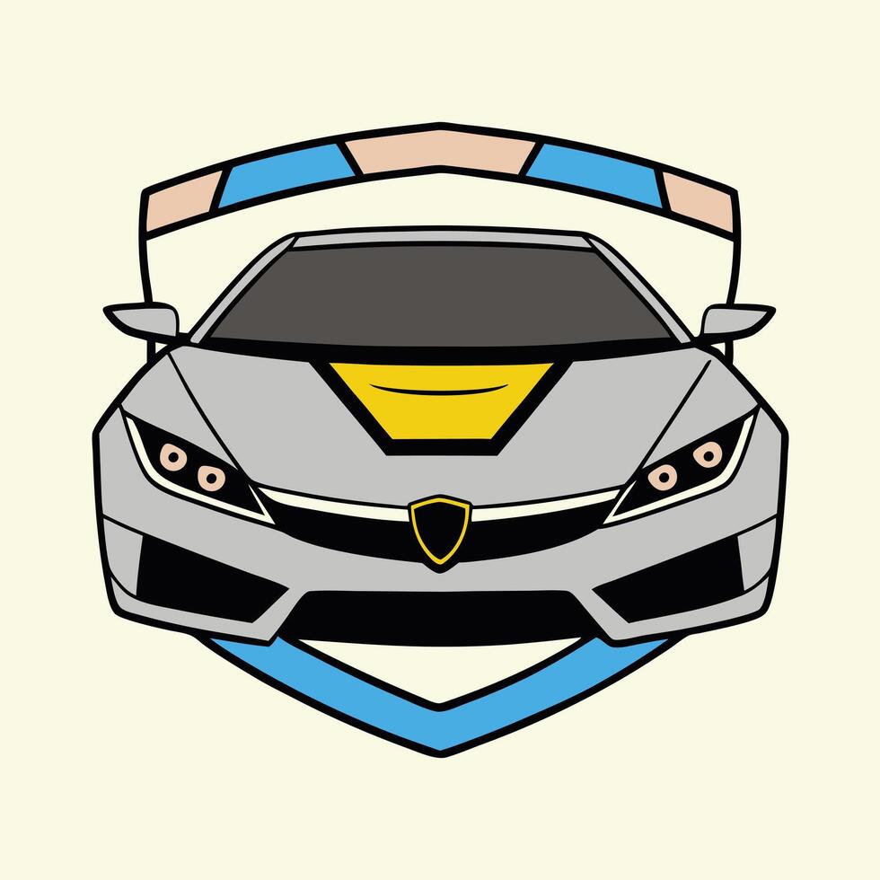Bold Black-and-White Car Logo Front View Icon vector