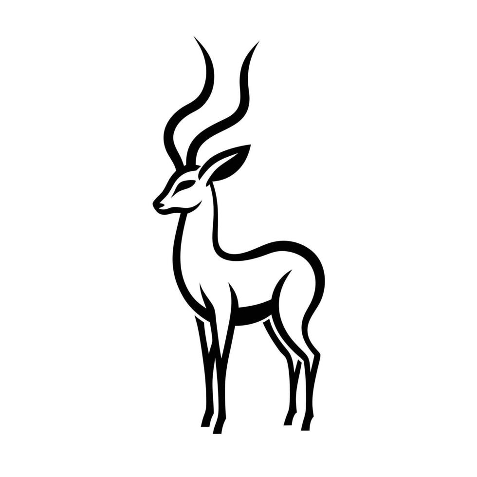 Minimalist Antelope Silhouette Stylized Deer Icon for Elegant Designs. vector