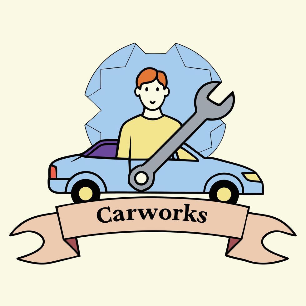 Symbolism Behind the Wrench and Car Design Combination. vector