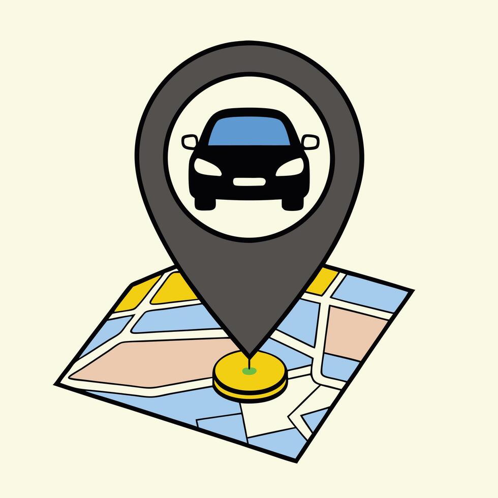 Location-Themed Logo Car Silhouette Minimalist Design vector