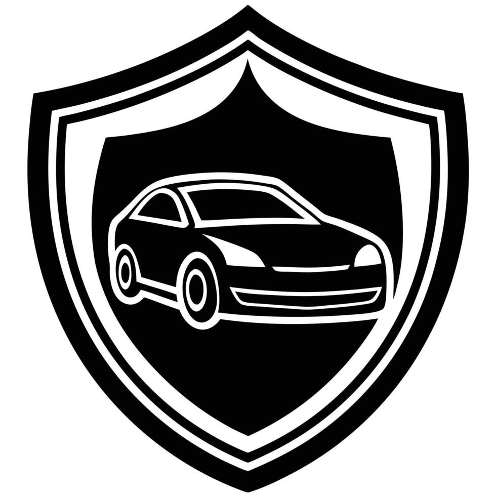Bold Automotive Black-and-White Car Front View Icon. vector