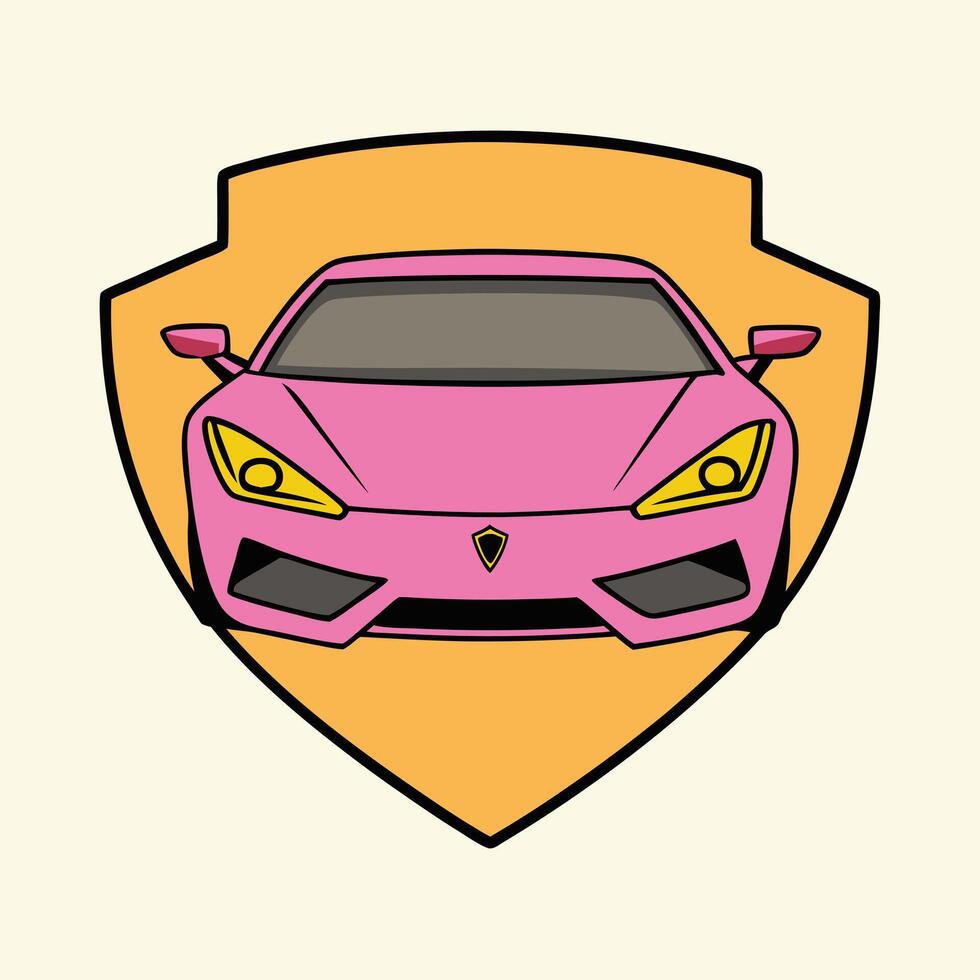 Classic Car Front View Logo Monochrome Simplicity vector