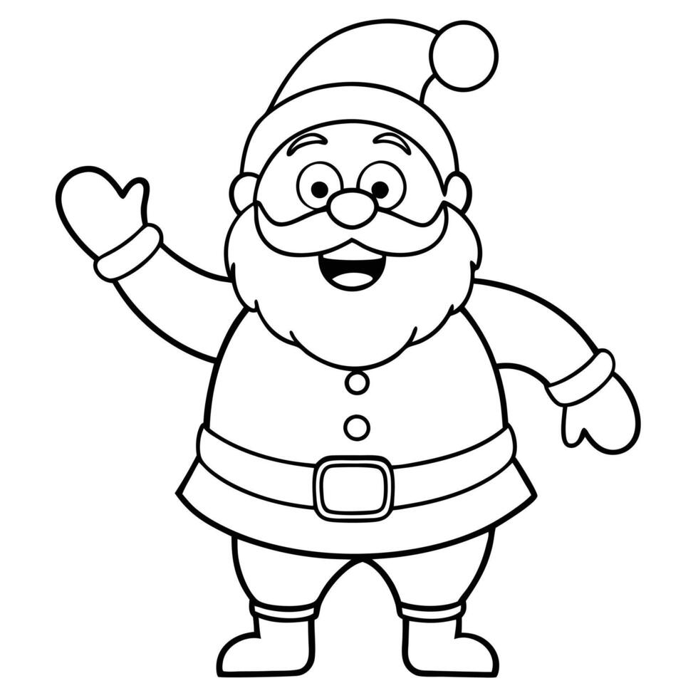 Elegant Santa Claus Black and White Outline Illustration for Festive Art. vector
